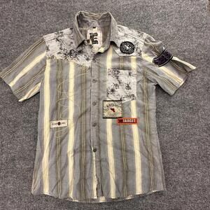 Q1 Collection Mens Casual Short Sleeve Button-Up Shirt with Patch Details #194